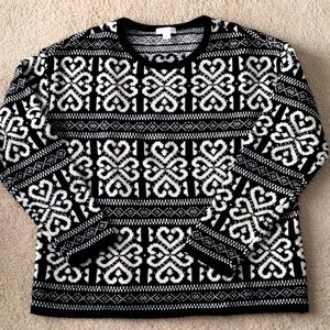 J.JILL- Black and White Heart Sweater